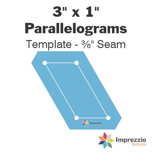 3" x 1" Parallelogram Template - ⅜" Seam