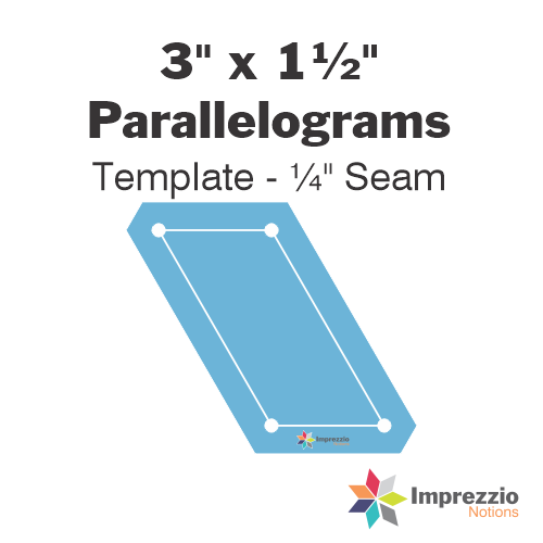 3" x 1½" Parallelogram Template - ¼" Seam