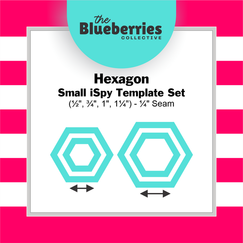 Small Hexagon iSpy Template Set (½", ¾", 1", 1¼") - ¼" Seam