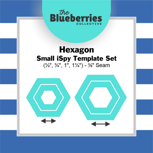 Small Hexagon iSpy Template Set (½", ¾", 1", 1¼") - ⅜" Seam